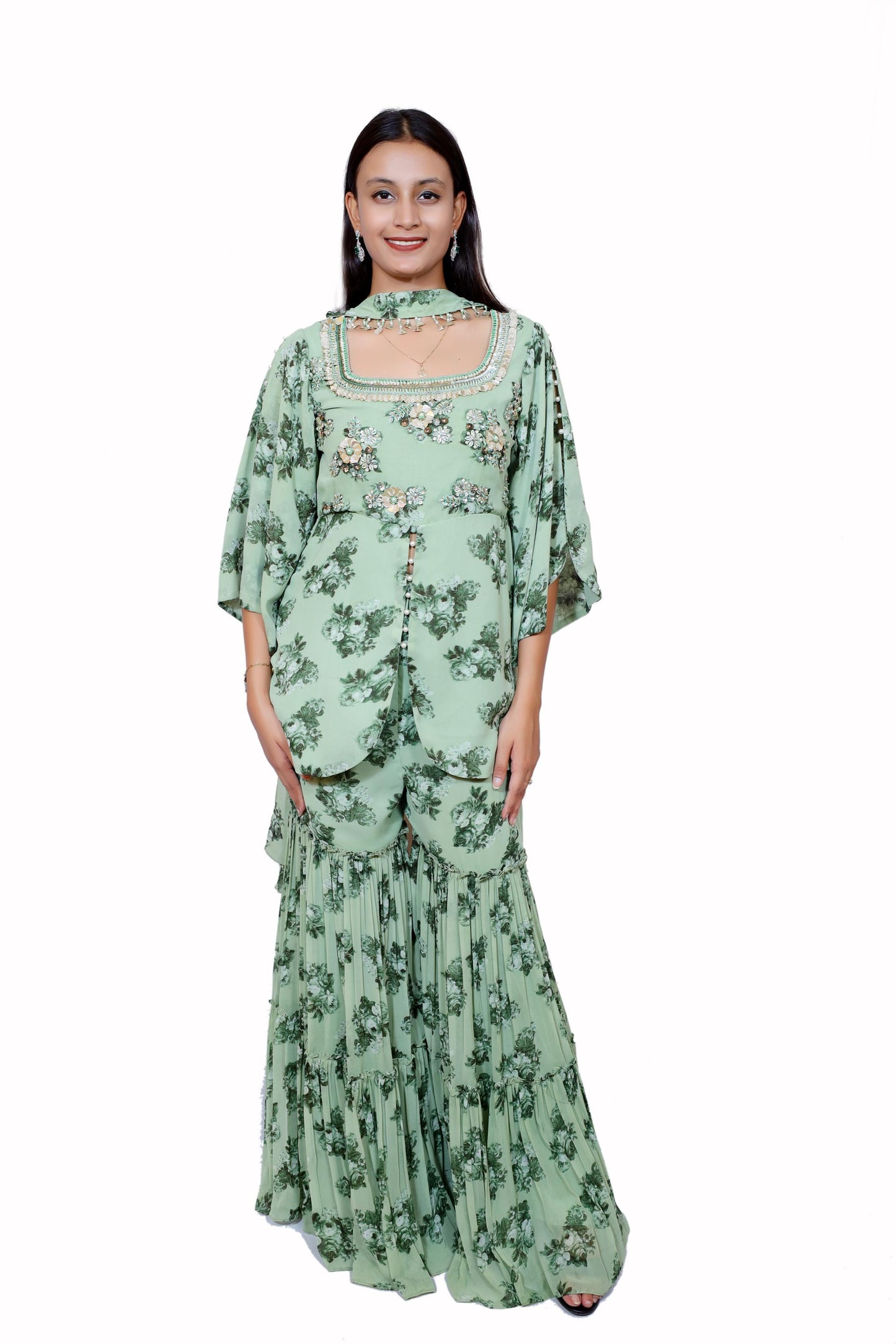 Pastel Floral Georgette Sharara Sets
