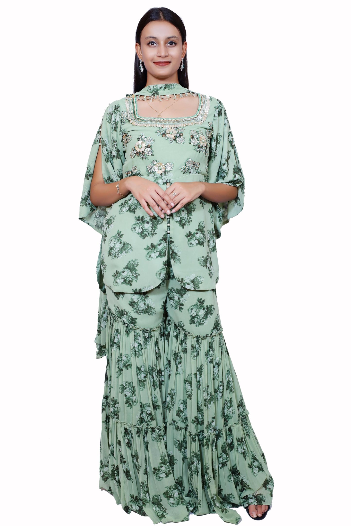 Pastel Floral Georgette Sharara Sets