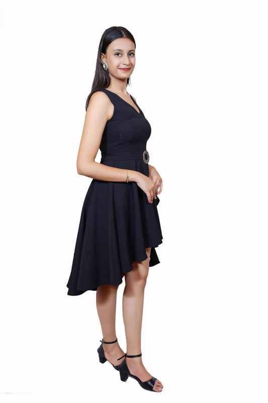 Black Banana Crepe High-Low Dresses