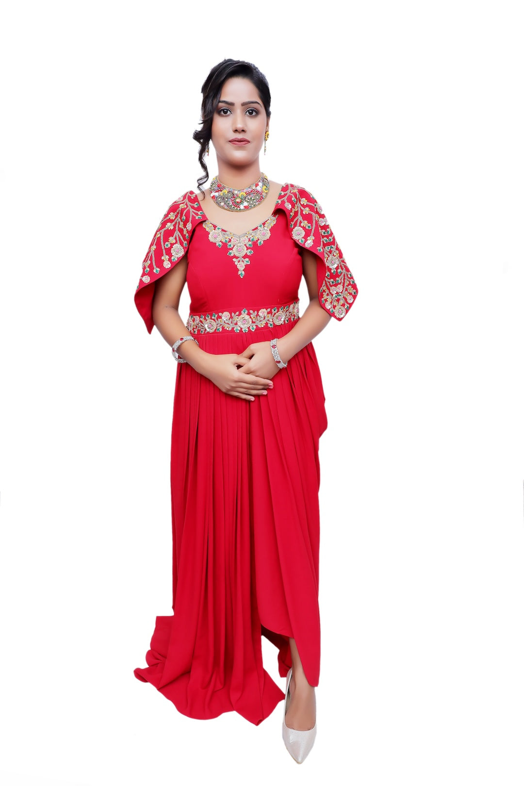Royal Scarlet Cape Gown