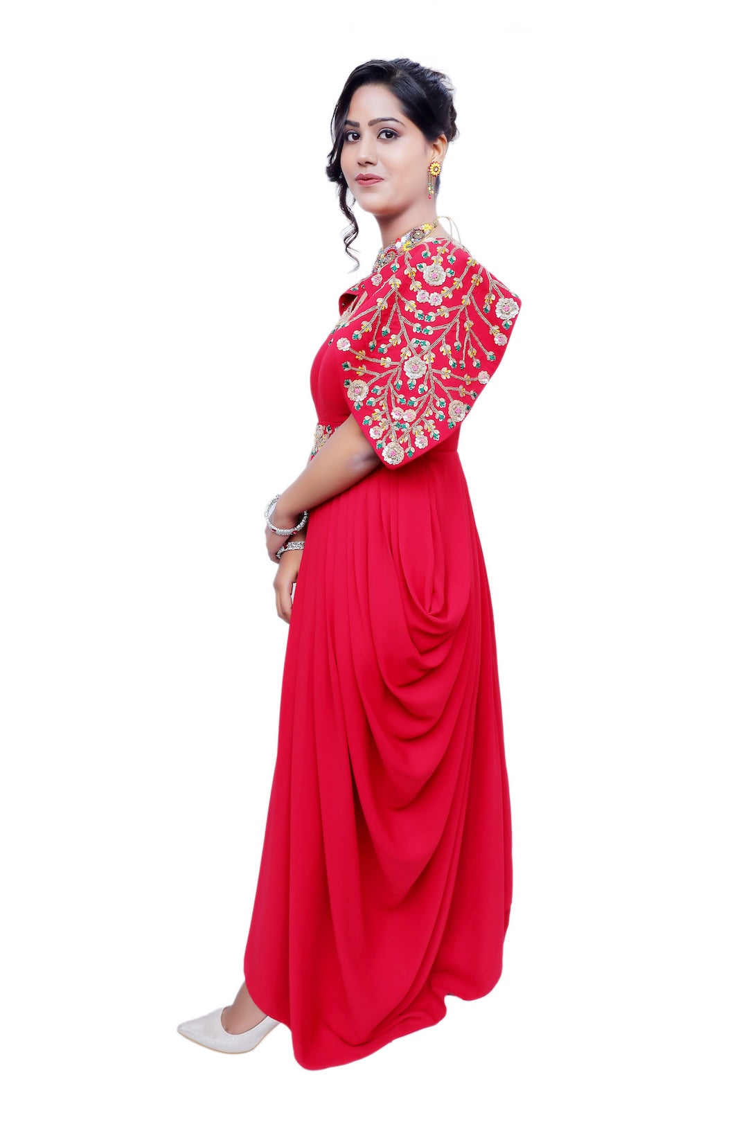 Royal Scarlet Cape Gown