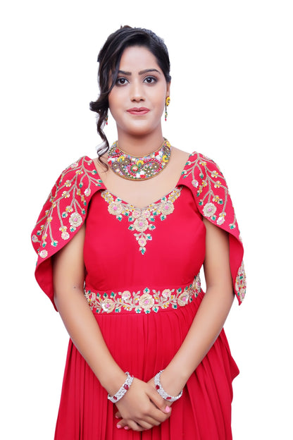 Royal Scarlet Cape Gown