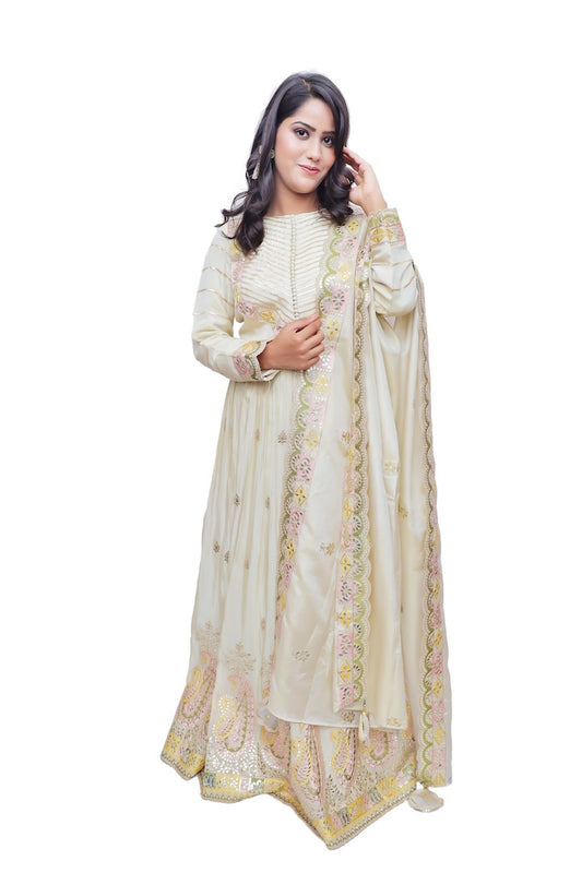 Zari Noor Pleated  Gown Set