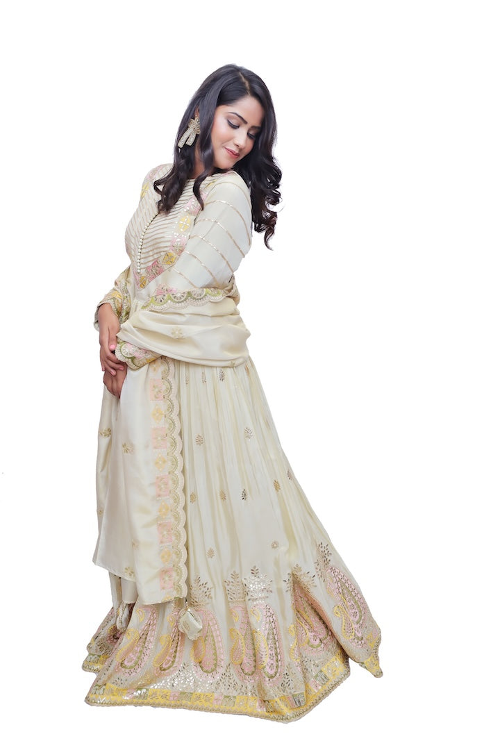 Zari Noor Pleated  Gown Set