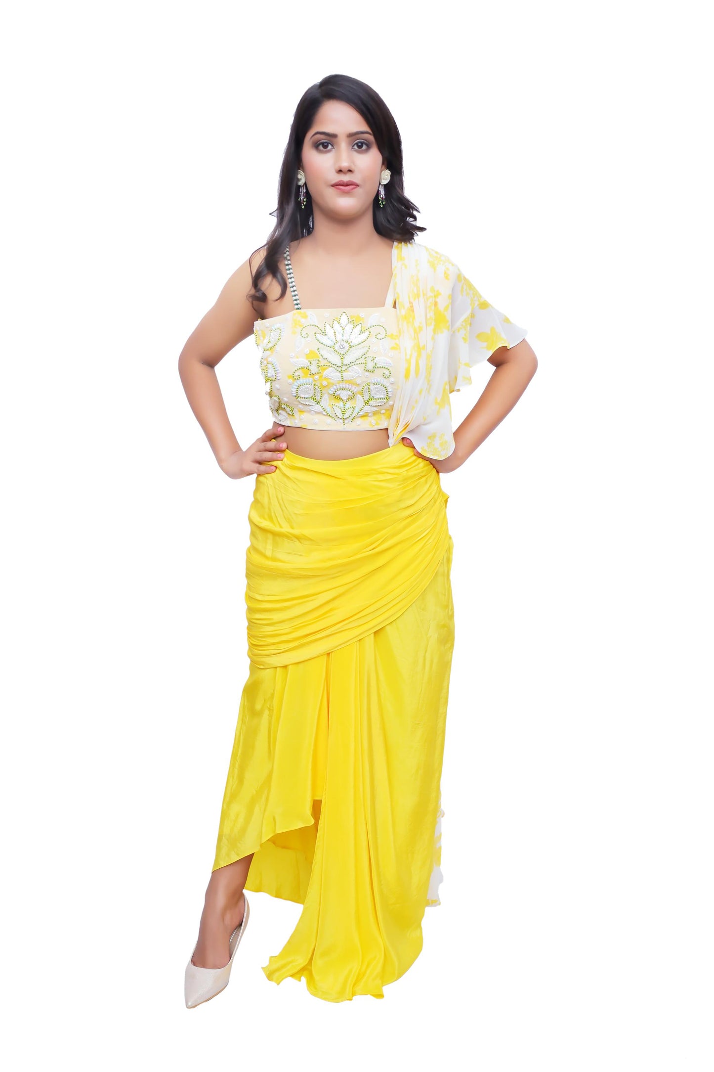 Saanvi Sunshine Drape Set –Indo Western Wear Wear Elegance