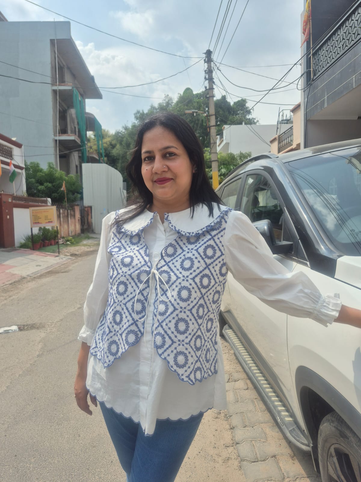 Blue Bloom Cotton Jacket Shirt