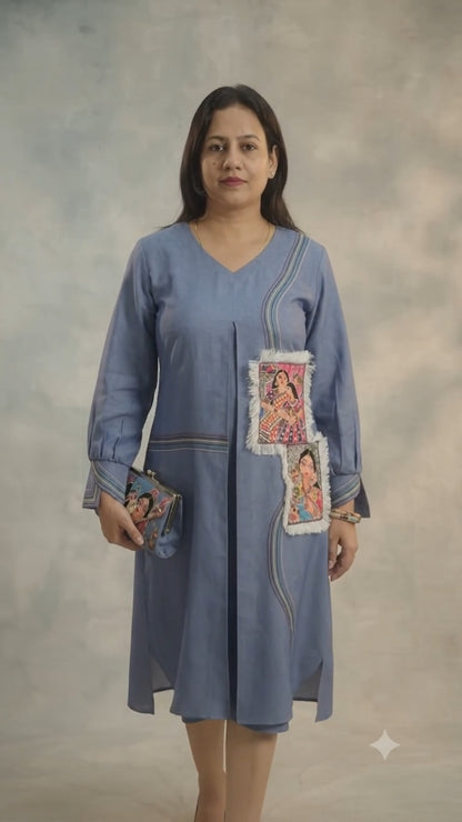 Indigo Artisan Patchwork Cotton Midi Dress