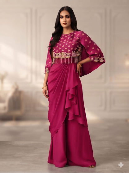 Royal Plum Cape & Drape Skirt Set