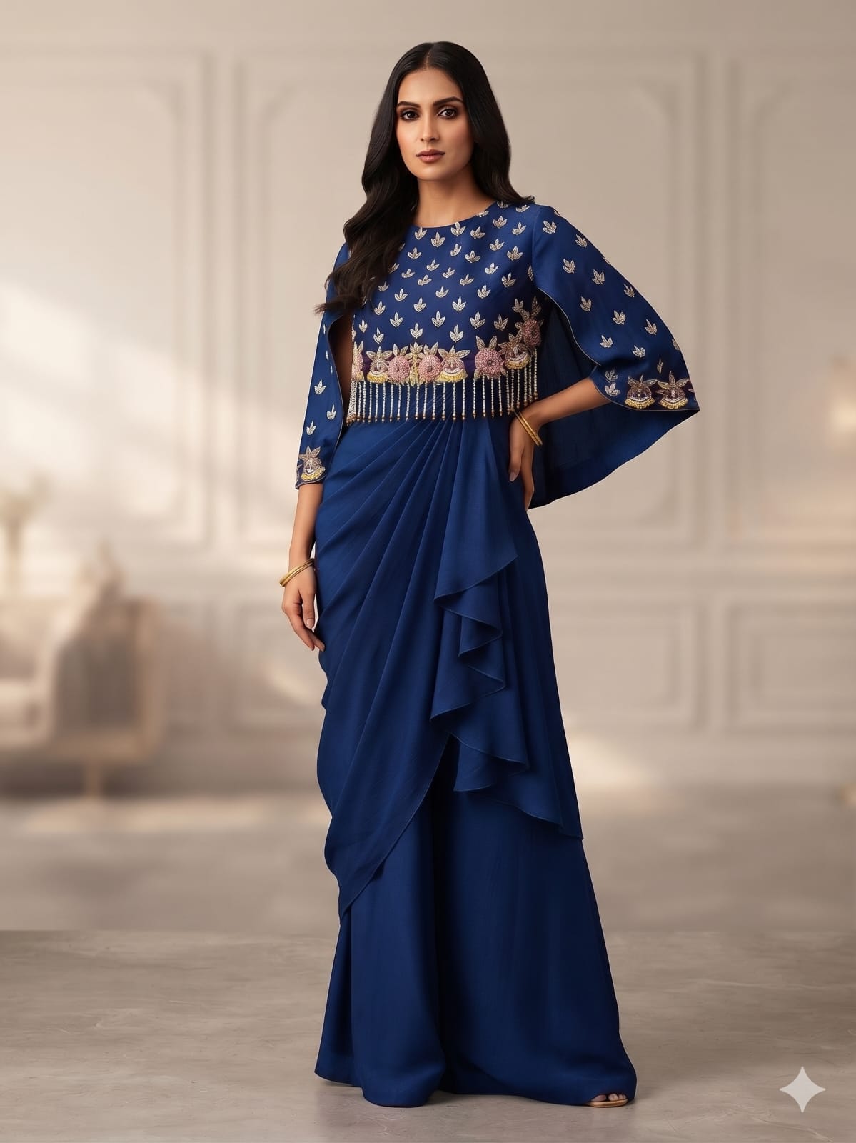 Royal Plum Cape & Drape Skirt Set