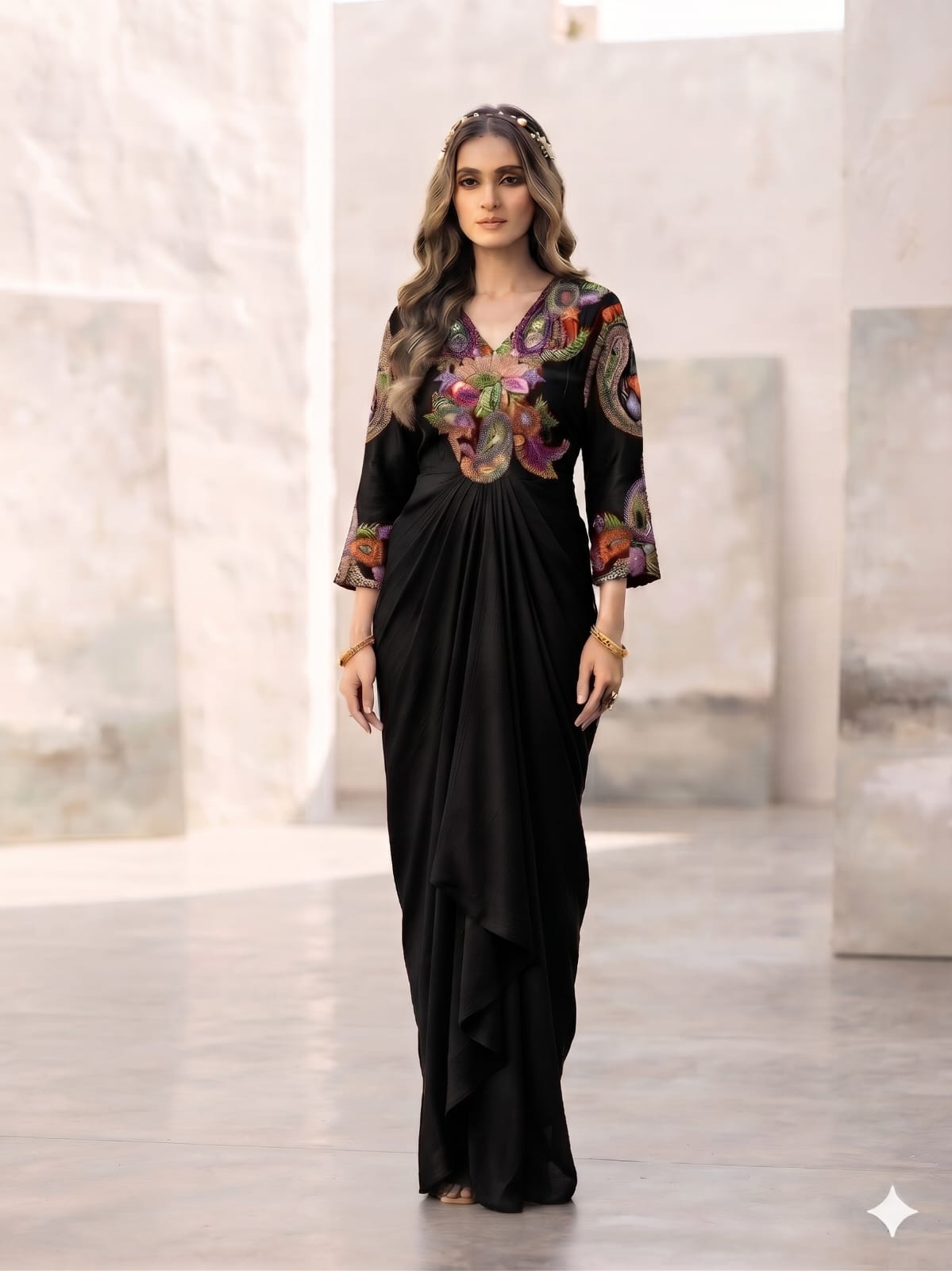 Midnight Mirage Draped Set