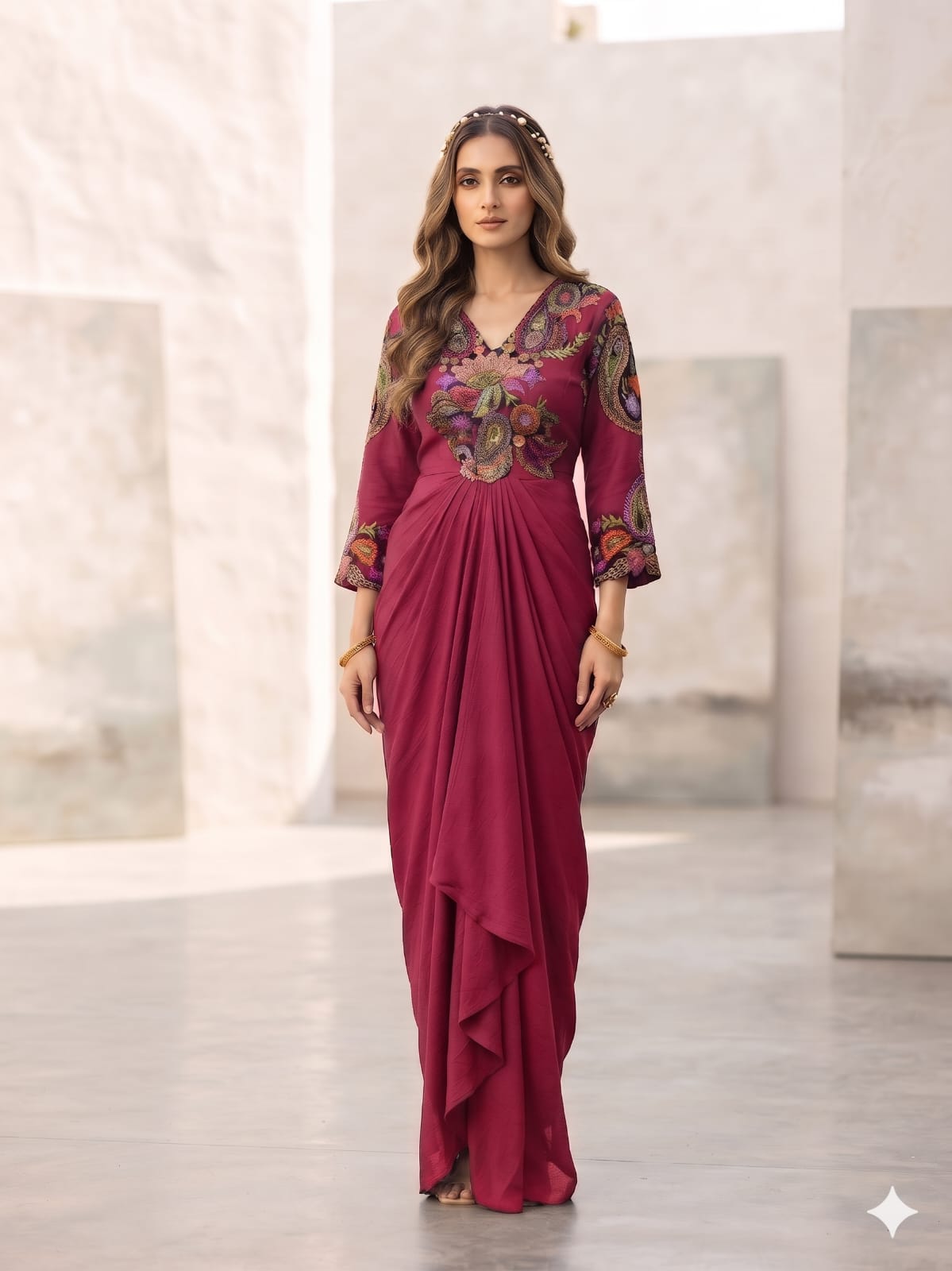 Midnight Mirage Draped Set