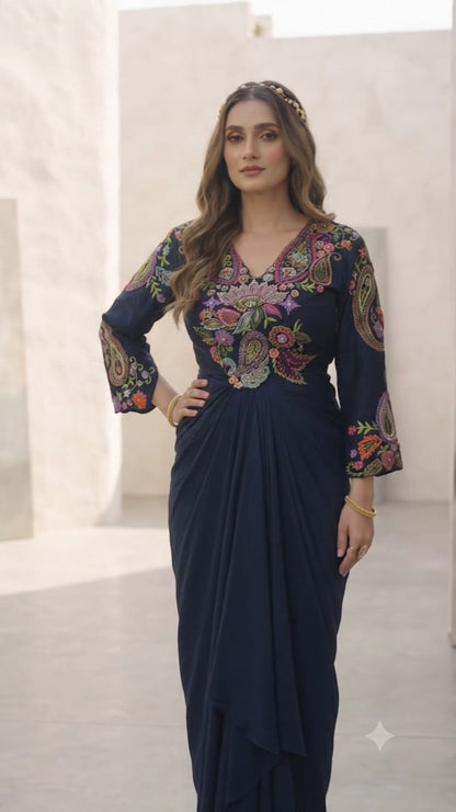 Midnight Mirage Draped Set