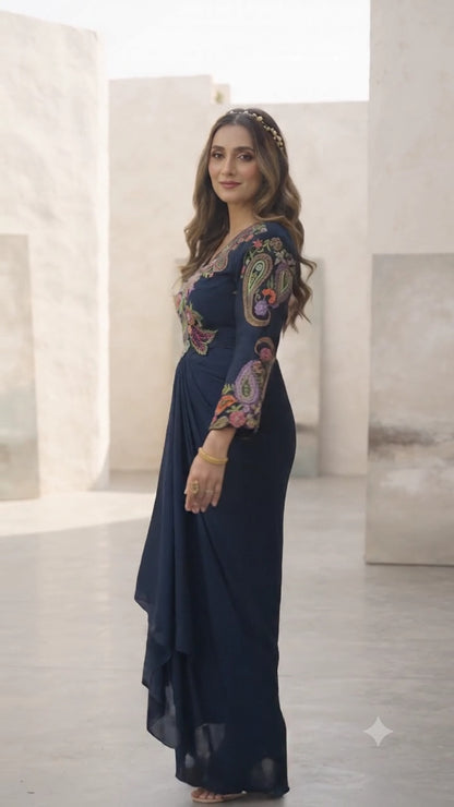 Midnight Mirage Draped Set