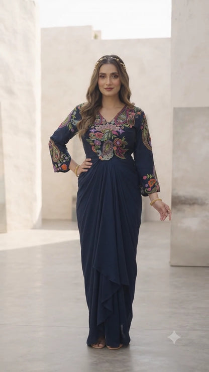 Midnight Mirage Draped Set