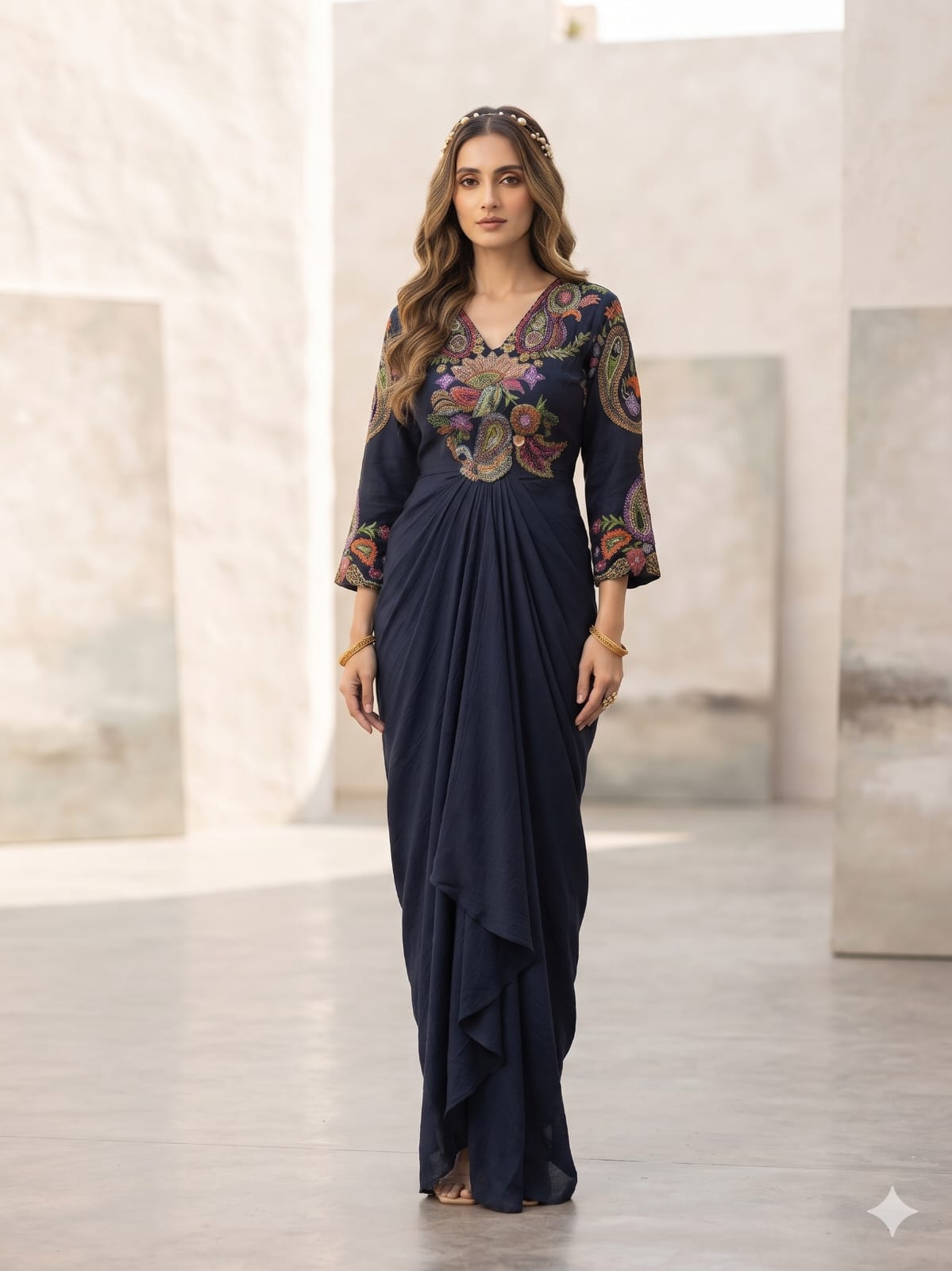Midnight Mirage Draped Set