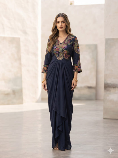 Midnight Mirage Draped Set