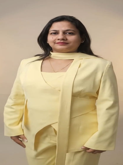 Lemon Yellow Double Georgette 3-Piece Cord Set