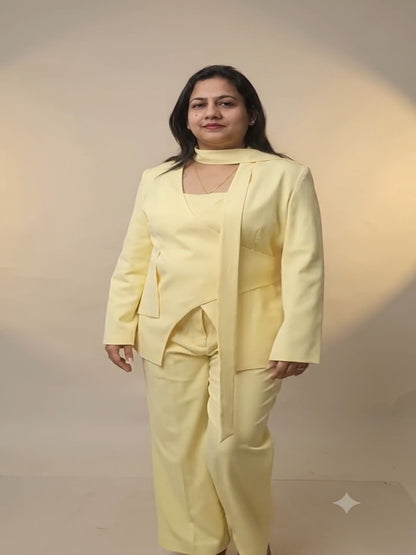 Lemon Yellow Double Georgette 3-Piece Cord Set