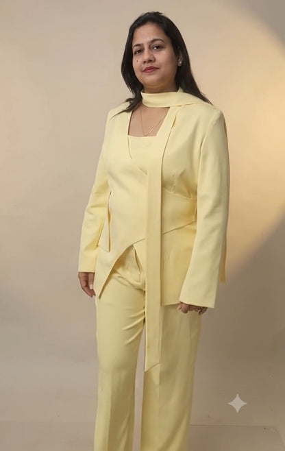 Lemon Yellow Double Georgette 3-Piece Cord Set