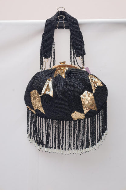 Black & Gold Sequin Beaded Potli Bag